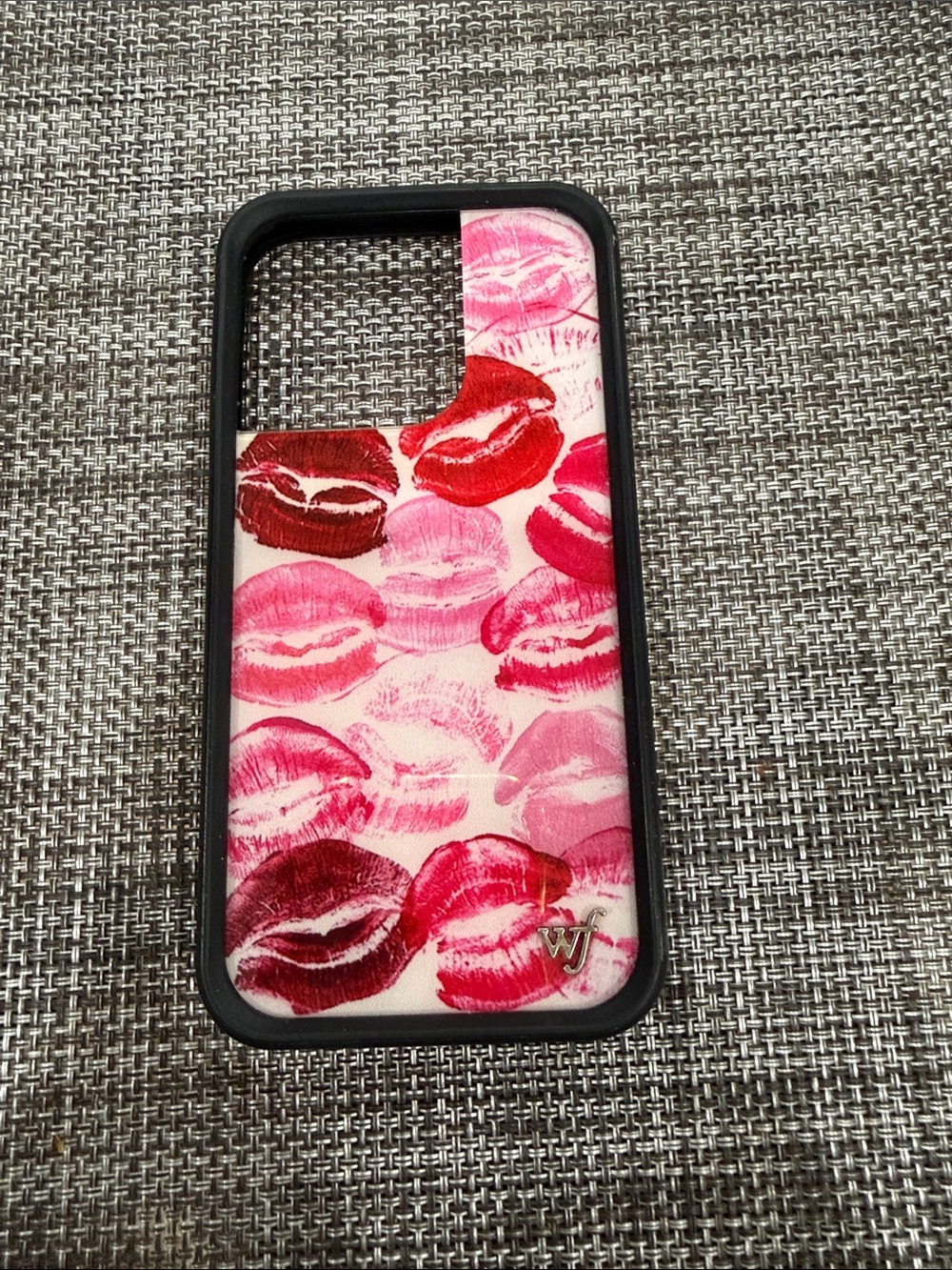 Wildflowers Pink & Red Kiss Print Phone Case with Black Frame